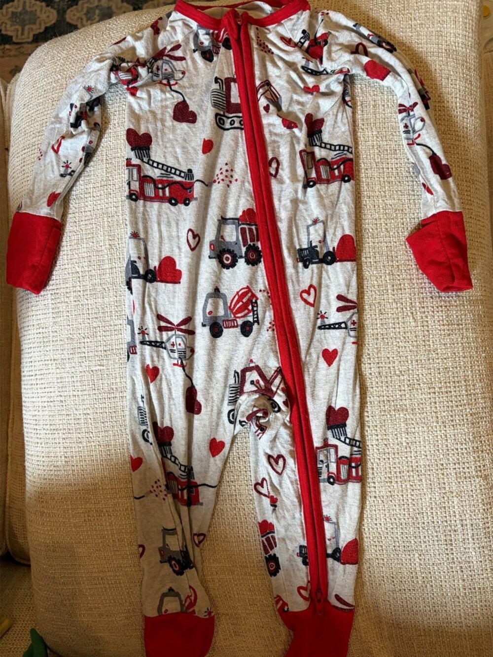 Little Sleepies Loads of Love Valentine Trucks Bamboo Zippy 6-12 Months